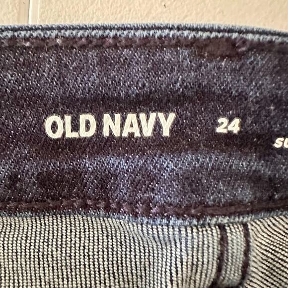 Old Navy Rockstar Super Skinny Jeans Size 24 Stretch Blue Denim Distressed - Picture 3 of 6